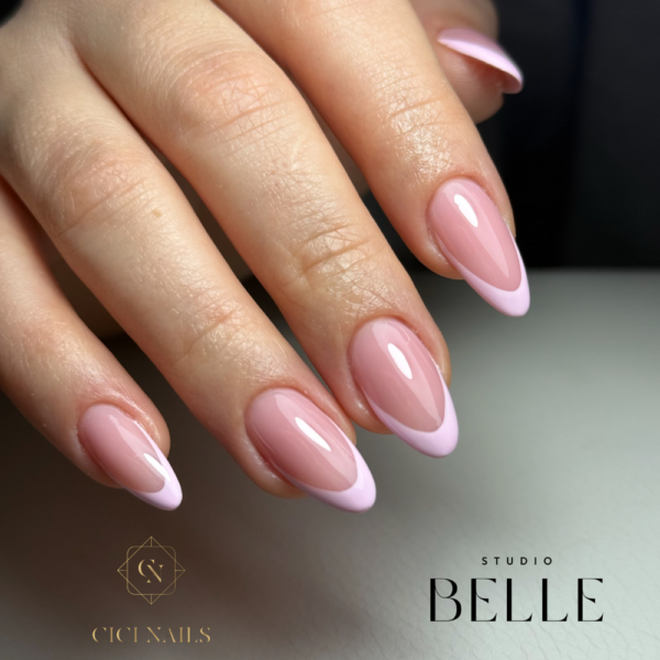 lolipop pastelno ružičasti french i hard cover think pink gelirani nokti cici nails