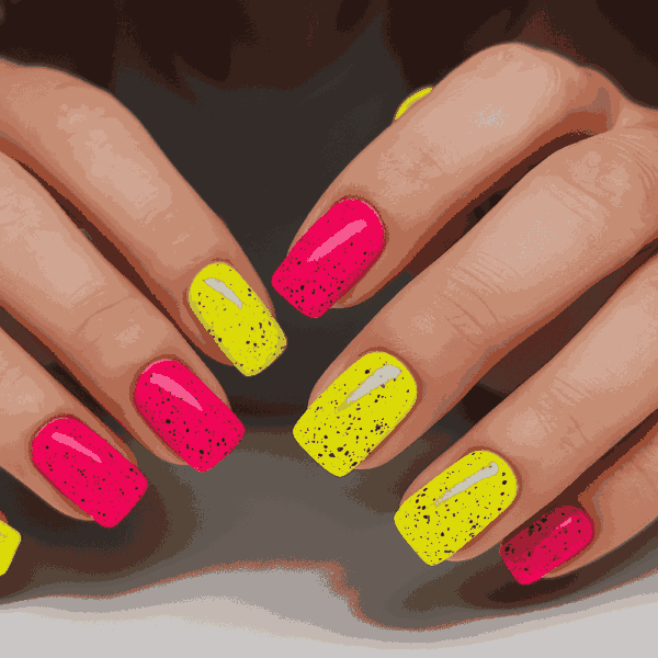 82 – electric pink i 15 - light yellow ljetni nokti cici nails
