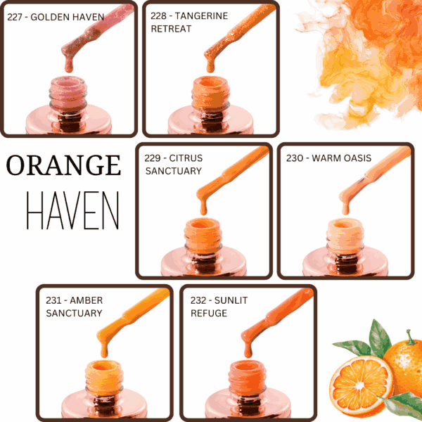 231 amber sanctuary 15ml orange haven, narančasti trajni lak cici nails