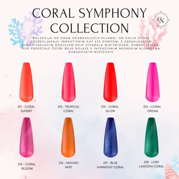 coral symphony kolekcija – uv i cat eye gel lakovi cici nails