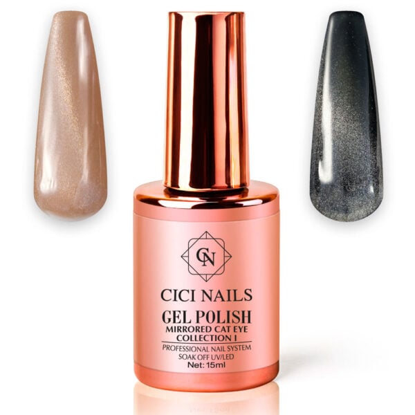 Cici nails mirrored cat eye II gal lak primjer samostalne boje i na crnoj podlozi Cici Nails