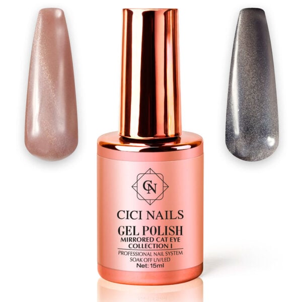 Cici nails mirrored cat eye III gel lak primjer samostalne boje i na crnoj podlozi Cici Nails Slavonski Brod