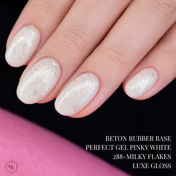 288 milky flakes 15ml trajni lak s mliječnom podlogom i zlatnim folijama cici nails materijal za nokte