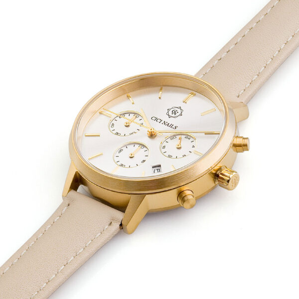 aurora gold chrono ženski elegantni sat s kožnim remenom