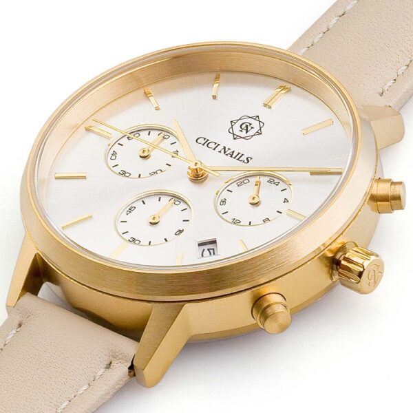 aurora gold chrono ženski elegantni sat s kožnim remenom
