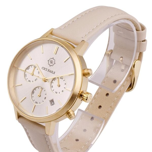 aurora gold chrono ženski elegantni sat s kožnim remenom