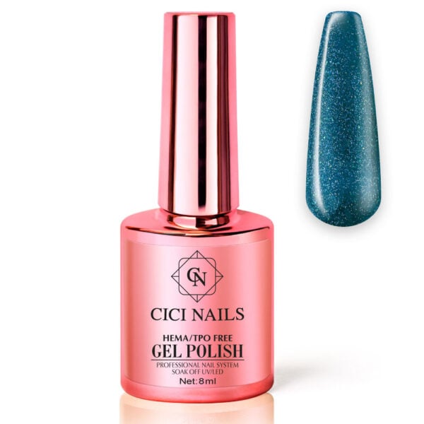 303 frosty 8ml – tirkizno plavi trajni lak sa srebrnim glitterom cici nails