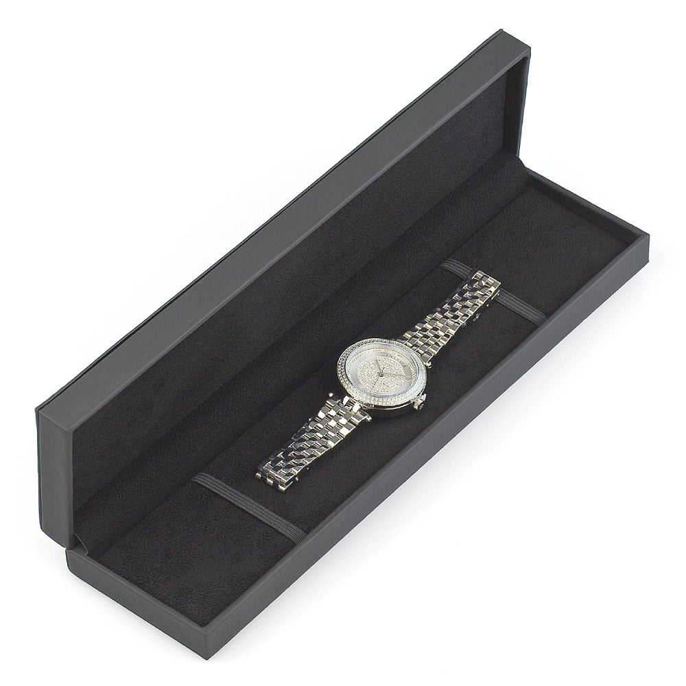 lunar silver classic ženski srebrni sat s kristalima