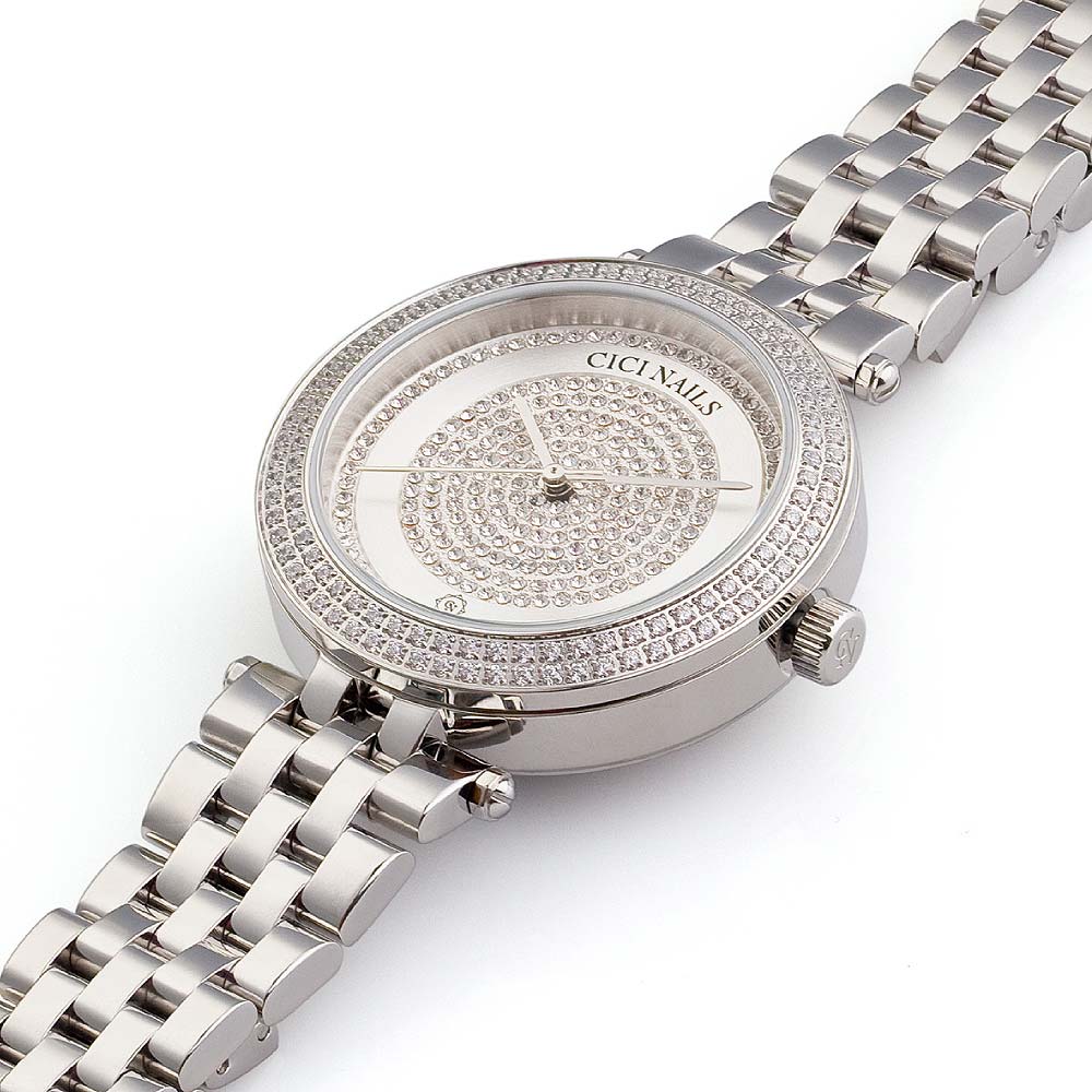 lunar silver classic ženski srebrni sat s kristalima