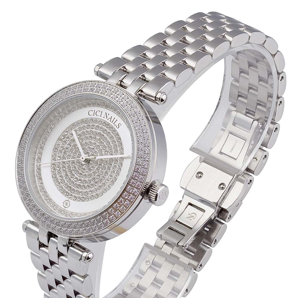 lunar silver classic ženski srebrni sat s kristalima