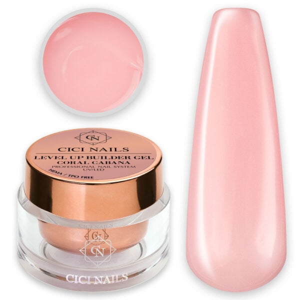 level up builder gel coral cabana cici nails gradivni roza gel