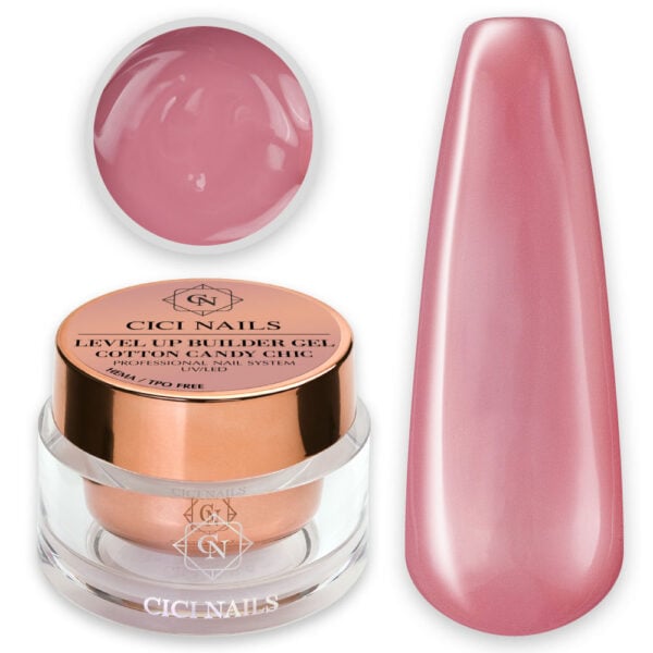 level up builder gel cotton candy chic ružičasti gradivni gel u bočici cici nails