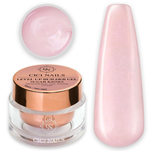 level up builder gel sugar kisses gradivni gel za nokte mekan pod kistom