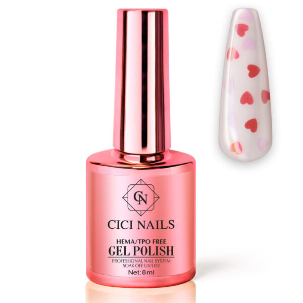 191 cupid"s kiss red 8ml cici nails trajni lak sa srcetima