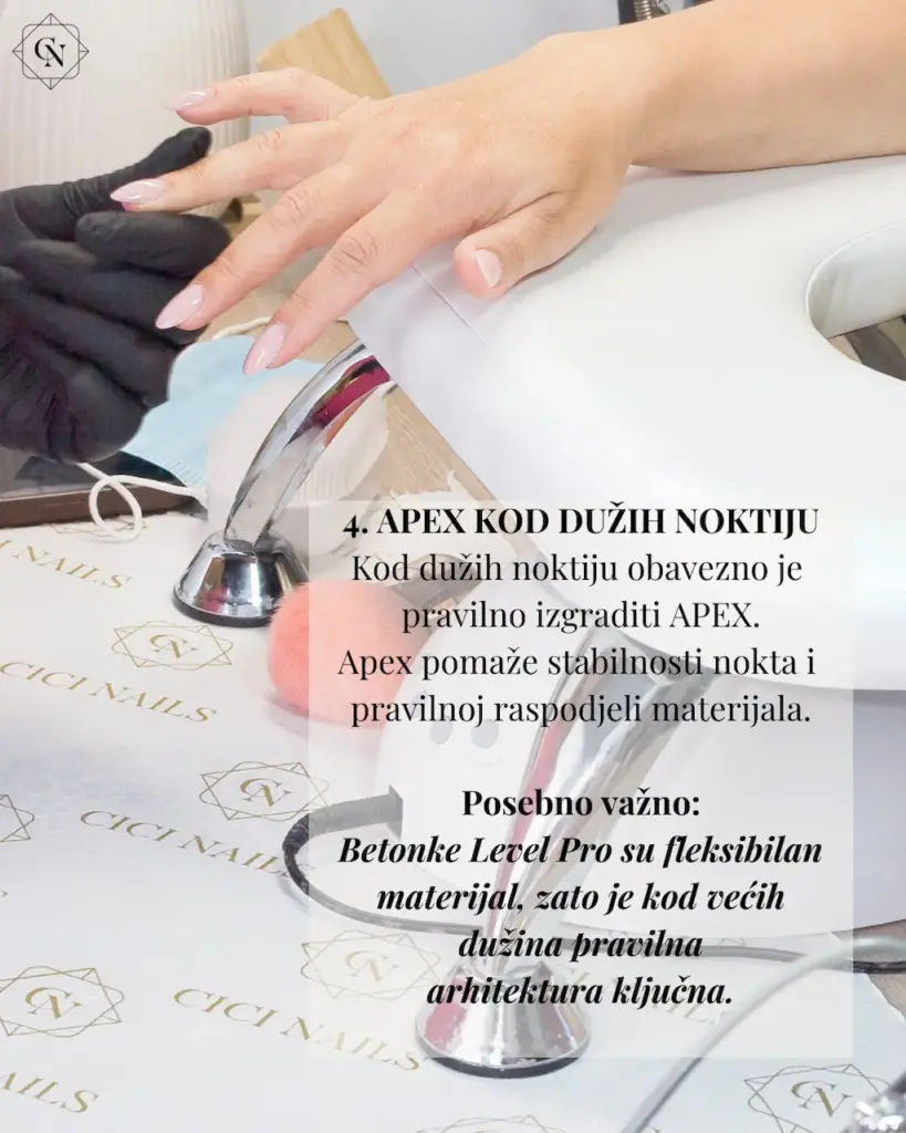 cici nails pravilna izgradnja apexa kod duzih noktiju s betonka level pro bazom
